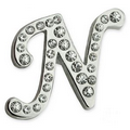 Rhinestone Letter N Pin